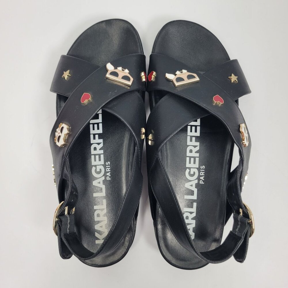 Karl Lagerfeld Paris Bexli Women's Black Sandal US Size 11M - Picture 6 of 8